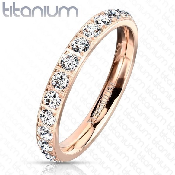 Newtitanium‎ CZ rose gold band size 5